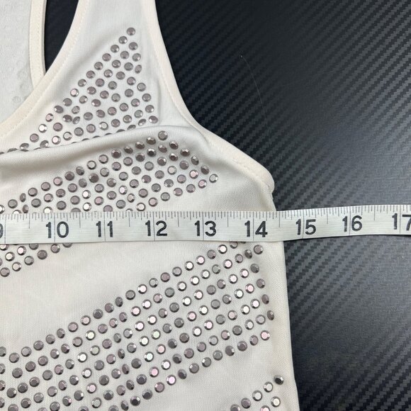 HAUTE HIPPIE Ivory Cream Metal Studded Sleeveless Midi Dress Bodycon Size Small - Picture 7 of 12